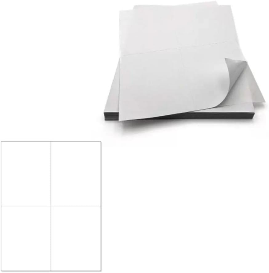 PSBM 4.25 x 5.5 Inch White Address Labels, 1000 Sheet, 4000 Labels, Blank Shipping Sticker Sheets for Laser/Inkjet Printers, Compatible with Zebra, Rollo, Jadens & Nelko