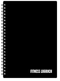 Fitness Logbuch Plastik-Cover Schwarz - undatiertes Workout-Tagebuch – A5-Format, dickes Papier, starke Bindung – stilvolles und minimalistisches Trainingstagebuch
