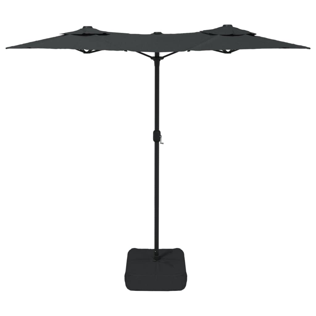 Podwójny parasol ogrodowy szary antracyt 316x145 cm