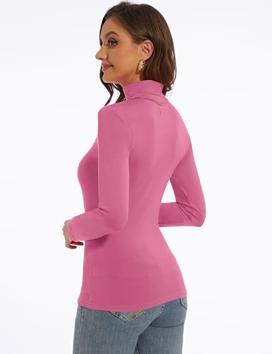 Image of Women's Turtleneck Long Sleeve Shirts Slim Fitted Lightweight Base Layer Casual Tops