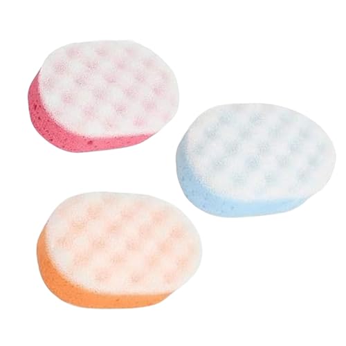 Homeshopa Lot de 3 éponges de bain exfoliantes pour adultes, hommes et femmes, éponges de massage corporel double face avec 3 couleurs, accessoires de bain...