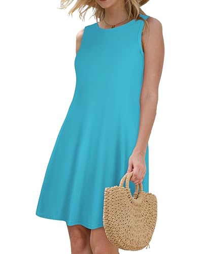 Image of JOLIGAL Womens Summer Dresses Casual Sleeveless Tshirt Sundress Beach Cover Up with Pockets Loose Tank Dress 2026