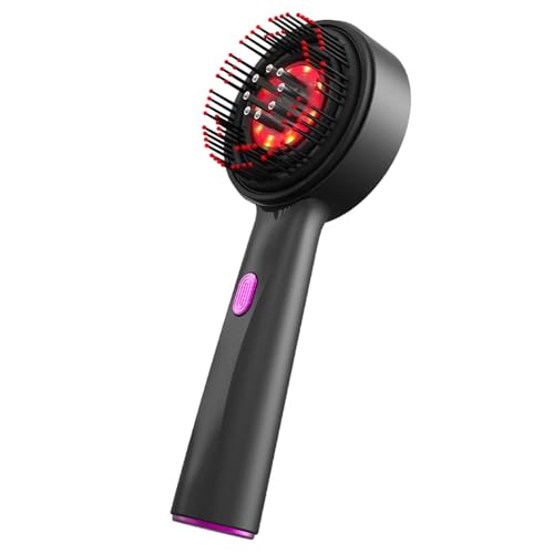 KRIS KROS Premium Electric Scalp Massager Comb | 3 In 1 Hair Oil Applicator | Red Led Light Therapy | Boost Hair Growth | Reduce Dandruff | Relieve Stress | IPX7 Waterproof | 3 ML Oil Tank | Type-C (Black)