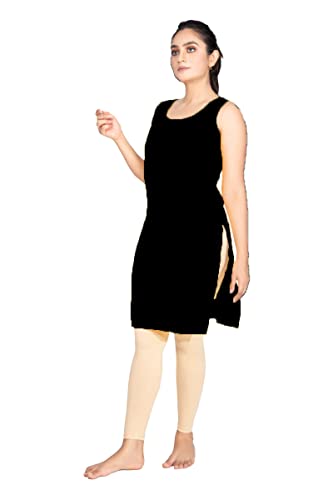 Image of Women's Cotton Long Camisole for Kurti /Suit Slip /Long Inner /Samij for Women Sameej /Knee Length Inner Wear /Sameez /Kurti Slip /Round Neck /Invisible