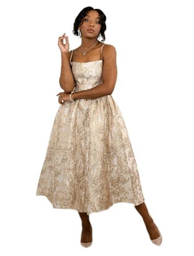 Robe de cocktail chic en jacquard doré BALOU 36 confection premium
