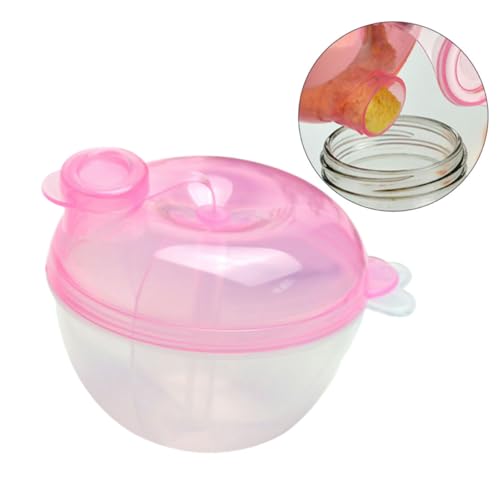 IWOWHERO 粉ミルクディスペンサー 3コンパートメント ベビー用品 持ち運び便利 粉ミルク容器 食品保存ボックス ピンク 赤ちゃんの授乳 旅行用