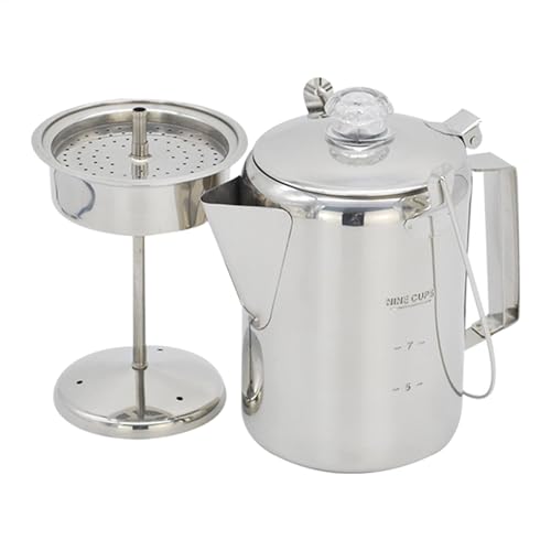 Percolatore per caffè, caffettiera all'aperto, bollitore da campeggio, con capacità di 9 tazze, manico in silice compatto e portatile, metodo di infusione classico, versatile per viaggi all'aperto