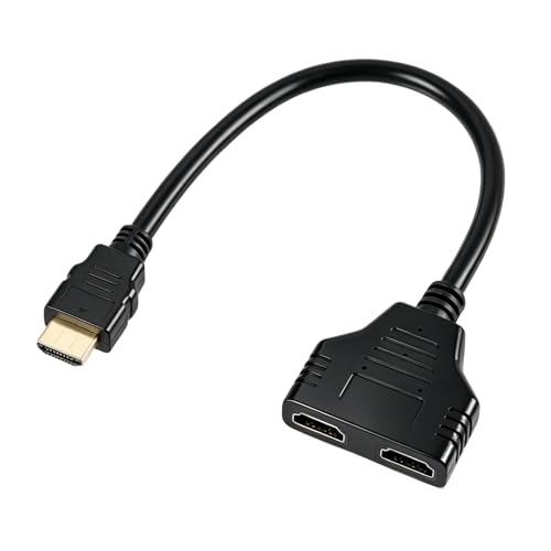 GaxmLou Adaptador Divisor HDMI, Splitter hdmi, 1 Entrada 2 Salidas，Adaptador Macho a 2 Salidas Hembra, Duplicador HUB HDMI de 30cm para Monitores LED, HDTV, Proyectores, Consolas y PCs
