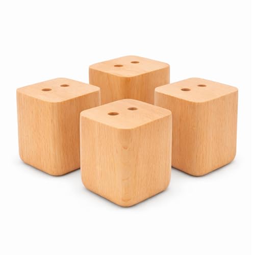 Patas para muebles de madera rectangulares, pack de 4 pies de soporte para sofás y mesas 2