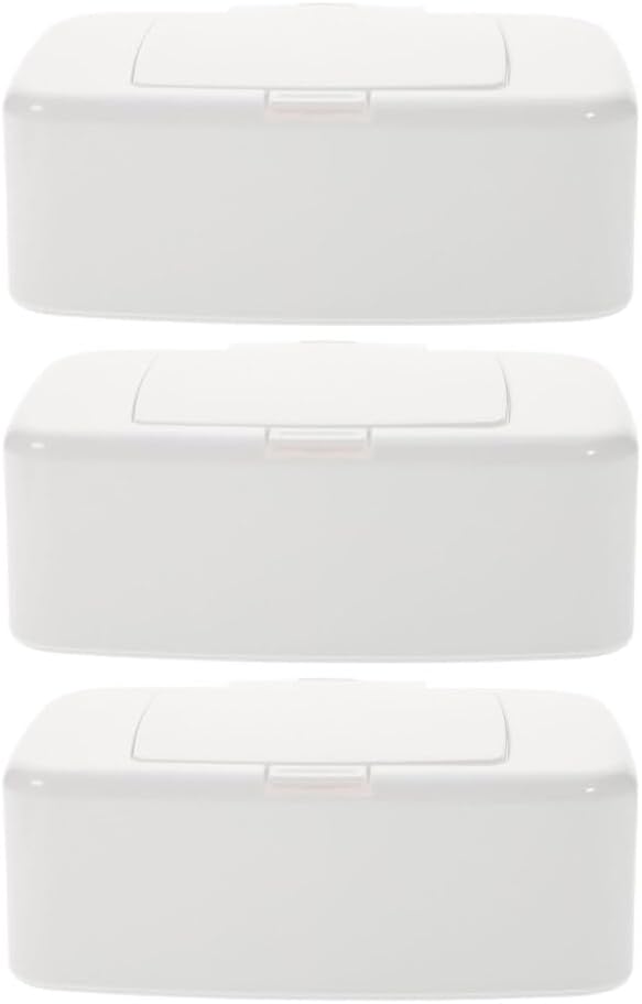 3pcs Box Wipe Box Reusable Wipes Container Wipes Case Wipe Container Outside Wipes Dispenser Wipe Holder for Bathroom Makeup Remover Baby White Paper Box Pp