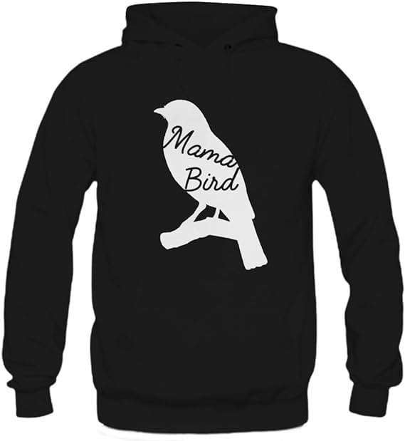 Mama's Ideal Bird Print On Black Pullover hoodie