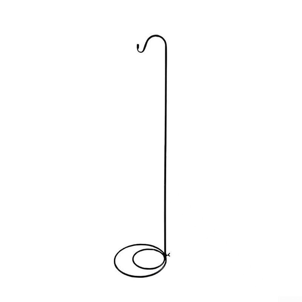 Elegant Black Iron Shepherd's Hook Floor Standing Display Rack for Outdoor Garden Lanterns Plants Stable Base