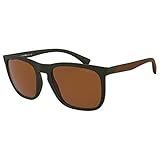 Emporio Armani Herren EA4132 Sonnenbrille, Braun (Matte Military Green/Orange), 57