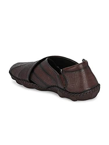 Image of HITZ Men's Brown Leather Slip-On Shoe Style Sandals