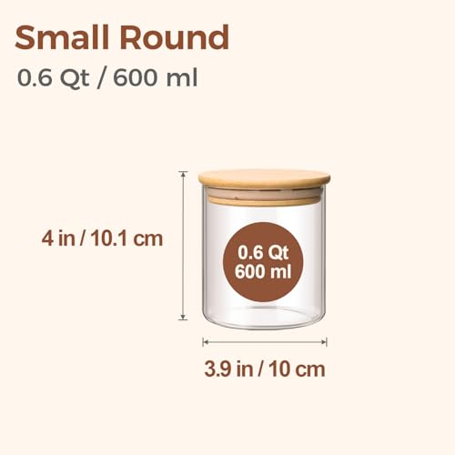 Image of ComSaf Glass Storage Containers with Lids 0.6 Qt, 9 Pack Small Glass Jars