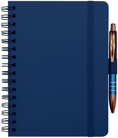 Caderneta Anotações Estilo Wire-o Pautada ou Sem Pauta Caderno Espiral A5 Capa Dura Escolar Trabalho Planejamento Diário (Azul- Pautada)