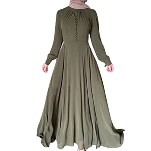 Robe longue doublée plissée haut de gamme style caftan avec ceinture fine