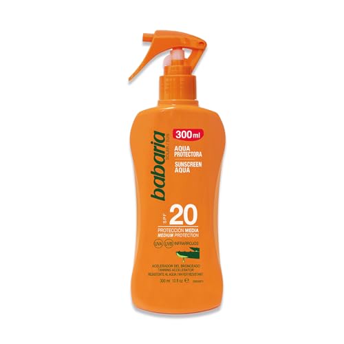 Babaria - Spray Body Milk Protectora Spf20 | Crema Cuerpo Hidratante Para Hombre Y Mujer | Protector Solar Spf20 | Leche Corporal Hidratante Con Aloe Vera | Crema Solar