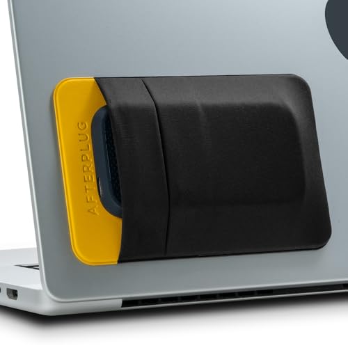 Afterplug Bolsa Adhesiva de 2 Bolsillos para Almacenamiento, Organizador de Accesorios para Portátil para SSD, Magic Mouse, Cables, Negro y Amarillo - imagen 8