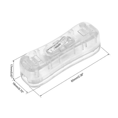 Uxcell Inline Cord Switch Ac 250V 2A Spst Feed-Through Rocker Switch For Bedroom Table Lamp Desk Light, Clear (Pack Of 5) #TOP1
