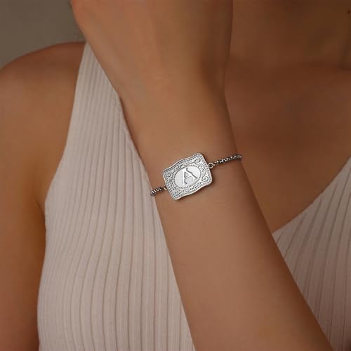 Belt Buckle Initial Bracelet for Women, 18K Gold/Silver Plated Belt Buckle Initial A-Z Bracelet, Unique Western Style Jewelry Gifts for Women Men2