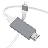 [Apple MFi Certified] Lightning to HDMI Adapter Cable Compatible with iPhone iPad, Lightning Digital AV Adapter 1080p HD TV Connector Cable for iPhone/iPad/iPod on TV/Projector/Monitor-6.6ft White