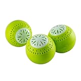 GEEZY Set of 3 Fridge Deodoriser Balls - Bamboo Charcoal Odour Eliminator & Freshener - Reusable Smell Absorber for Refrigerator, Fruit & Vegetable Freshness