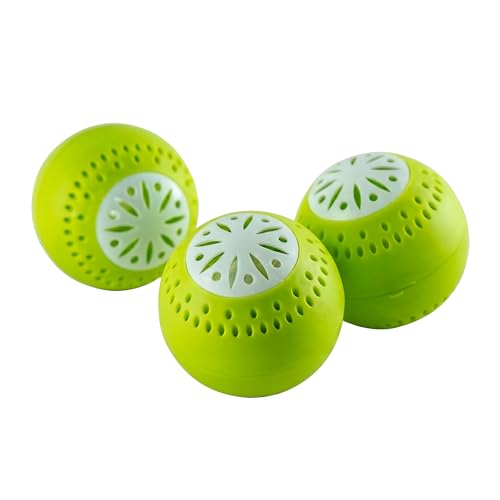 GEEZY Set of 3 Fridge Deodoriser Balls - Bamboo Charcoal Odour Eliminator & Freshener - Reusable Smell Absorber for Refrigerator, Fruit & Vegetable Freshness