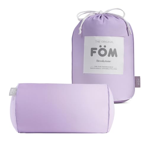 Brookstone Squishy FOM Cushion Pillow - The Original Stretchy, Comfy, Colorful Pillow for Neck, Lumbar Support, and Bed - for Sleeping, Car, Travel - Small, Ombre Lavender, 12 x 7 Inches