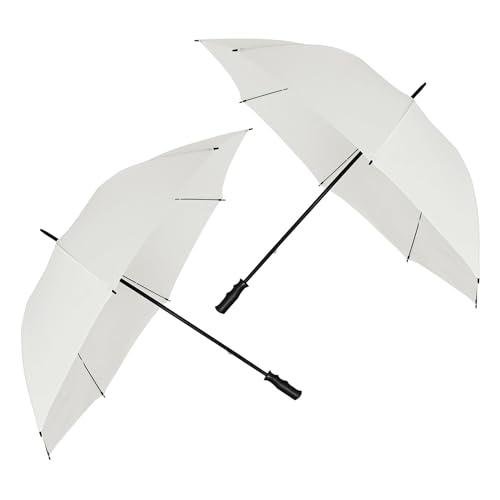 simpa Windproof Golf Umbrella - Manual Opening, Fibreglass Frame, 14mm Shaft with Plastic Handle - Large 125cm Diameter - Set of 2 White Umbrella.