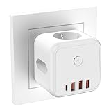 2 Fach Steckdosenadapter mit Schalter für Küche, Büro A