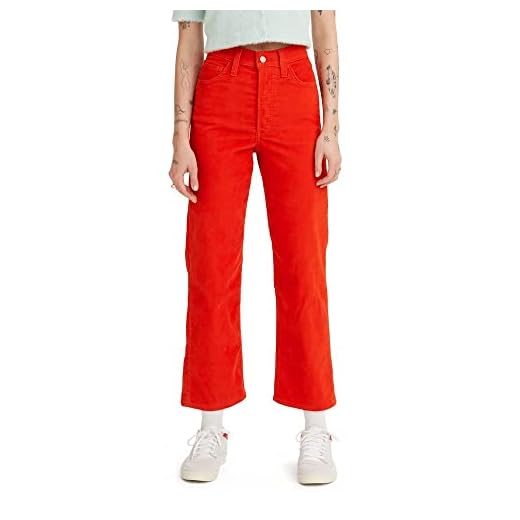 Levi's Women's Ribcage Straight Ankle Jeans, (New) Valiant Poppy-Corduroy, 24