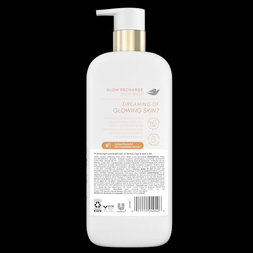 Image of Dove Serum Body Wash Glow Recharge illuminates & Exfoliates skin with brightening Vitamin C Serum 18.5 Fl Oz (Pack of 4)