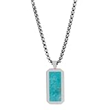 GT collection Men's Silver, Black or Golden Necklace - Silver Pendant Necklace with Rectangle Amazon