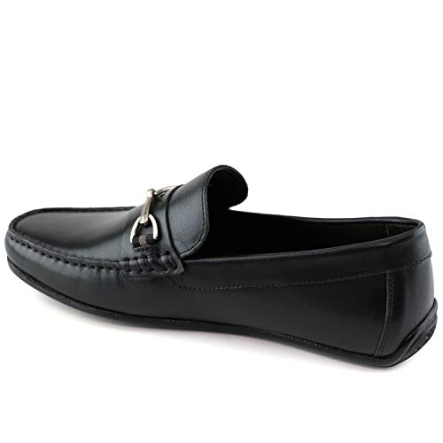 Mjny Mens Casual Comfortable Genuine Leather Lightweight Driving Moccasins Classic Fashion Buckle Loafer Slip On Breathable Driving Loafer Black Napa 11 #TOP1