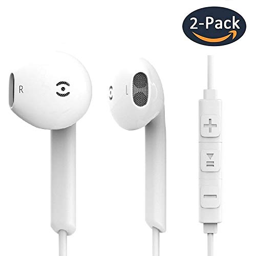 【2 Pares 】 Kingking Auriculares Aislamiento de Ruido con Sonido Puro y Potente bajo Compatible con Samsung Galaxy Huawei Mate Honor Alcatel Lenovo Motorola Mi con Control Remoto y Micrófono