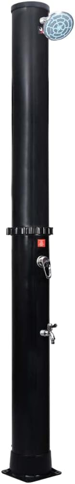 Solar Shower Black PVC Aluminum Brass Tall 10.6 Gallon Outdoor Bathing with Solar Heating Capability Durable Construction Easy Assembly Modern Design