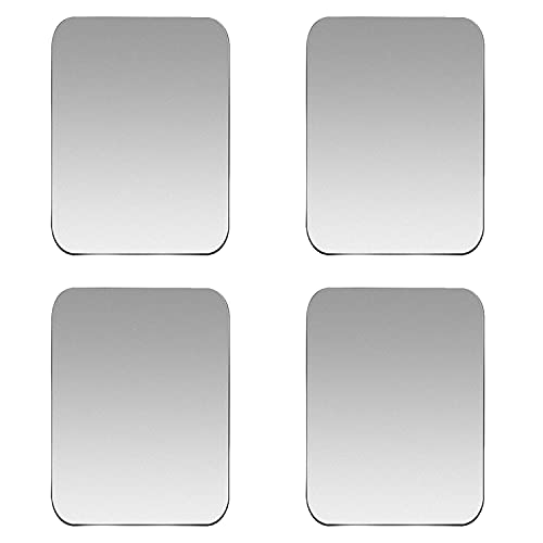 Image of SALEX Replacement Metal Plates Set for Magnetic Car Phone Holders, Wall, Air Vent Mounts, Cases, Magnets. Kit of 4 Silver Rectangular Iron Discs without Holes. 3M Adhesive Backing. Steel Sheets 4 Pack