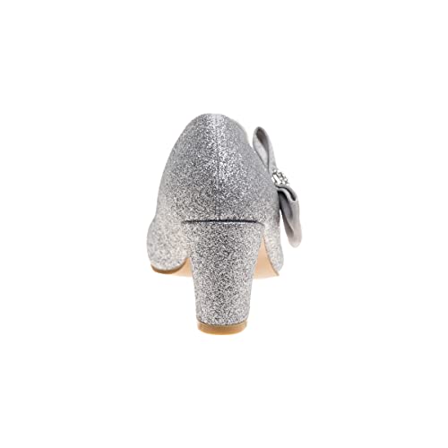 Badgley Mischka Heel Dress Pumps Closed Toe Rhinestone Shoes for Girl Kids (Silver/Gold/White/Black) (Little Kid - Big Kid)3