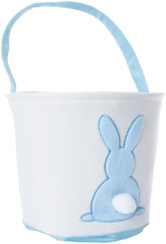 Miniatura 3 de Cesta de Pascua de tela de conejo de Pascua de 10.5 pulgadas para bebés, niños y niñas, bolsa vacía de Pascua para caza de huevos de Pascua,