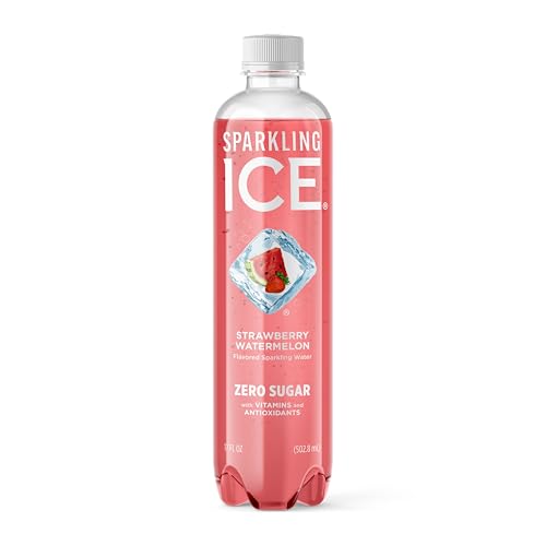 Image of Sparkling Ice, Strawberry Watermelon Sparkling Water, Zero Sugar Flavored Water, with Antioxidants and Vitamins, 17 fl oz Bottle