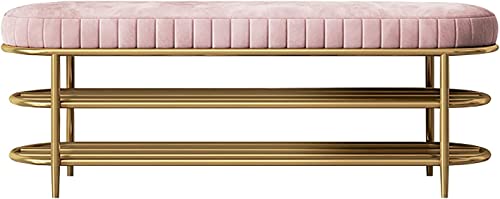 Banc de rangement à chaussures 3 niveaux en métal rose 80x32x45 cm