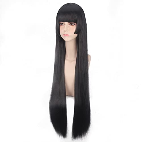 Miniatura 4 de 80cm Kakegurui Yumeko Jabami Cosplay Wigs Black Straight Heat Resistant Synthetic Hair Perucas Cosplay Wig