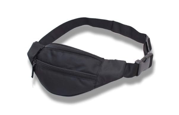 Black Nylon Waist Pack Travel Belt Bag – Lightweight Zip Pouch for Phone, Money & Documents | Sport Bum Bag for Men & Women-image-17
