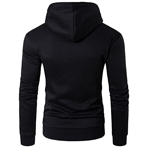 Lbskux Men's Hoodie Jacket Pu Faux Leather Casual Zip-Up Patchwork Sweater Jackets Cardigan Hooded Coats Warm Pullover Overcoat Black, X-Large #TOP3