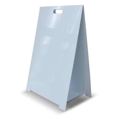 Flipside Products 35.5"x 23" Double- Sided Corrugated Plastic Dry Erase Marquee Easel, Signboard, Indoor Outdoor, Sidewalk Curb Sign, White