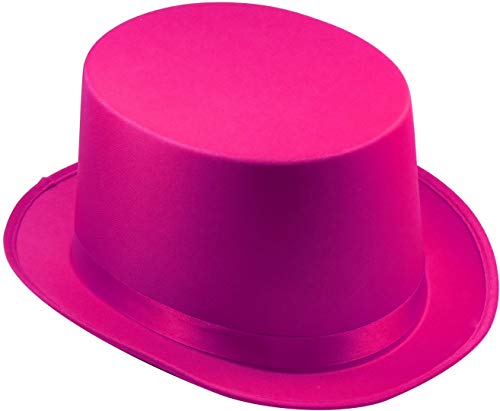 TrendandStylez Bunter Zylinder Hut – Satin Zylinder in vielen Farben für Karneval, Show & Kostüm | Unisex Partyhut Zirkus (Pink)