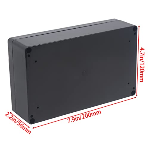 Image of Watertight Junction Box, IP67 Waterproof Project Box Durable ABS Plastic Electronic Enclosure Case for DIY Electrical Project Black 7.87 inch x 4.72 inch x 2.20 inch(200 x 120 x 56 mm)