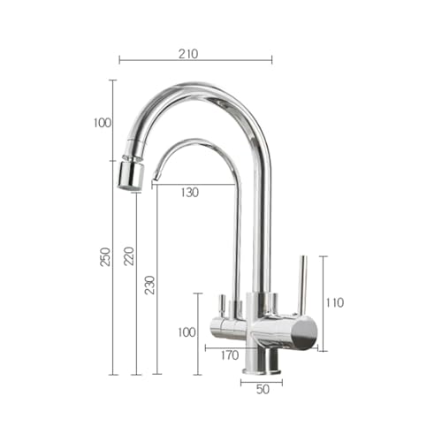 Filtre à eau de lavabo de cuisine mitigeur 3 voies rotable 2 modes brossé - 3