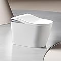 Heated Seat Smart Toilet, One Piece Smart Toilet, Automatic Flush TankLess with Foot sensor Flush, White Night Light, Knob Control, Power Outage Flushing, Soft Close Cover (White-MK1)